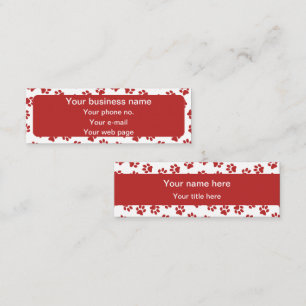 Pattern Of Paws, Dog Paws, Cat Paws, Red Paws Mini Business Card