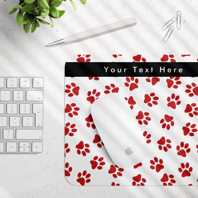 Pattern Of Paws, Dog Paws, Cat Paws, Red Paws Mouse Pad (Creator Uploaded)