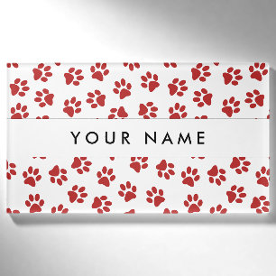 Pattern Of Paws, Dog Paws, Cat Paws, Red Paws Name Tag