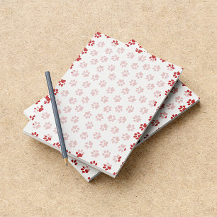 Pattern Of Paws, Dog Paws, Cat Paws, Red Paws Notepad