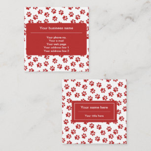 Pattern Of Paws, Dog Paws, Cat Paws, Red Paws Square Business Card