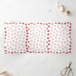 Pattern Of Paws, Dog Paws, Cat Paws, Red Paws Tri-Fold Card