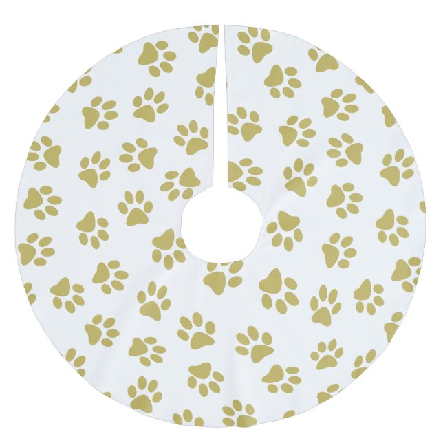 Pattern Of Paws, Dog Paws, Golden Paws Brushed Polyester Tree Skirt (Front)