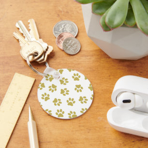 Pattern Of Paws, Dog Paws, Golden Paws Key Ring