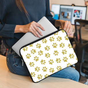 Pattern Of Paws, Dog Paws, Golden Paws Laptop Sleeve