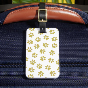 Pattern Of Paws, Dog Paws, Golden Paws Luggage Tag