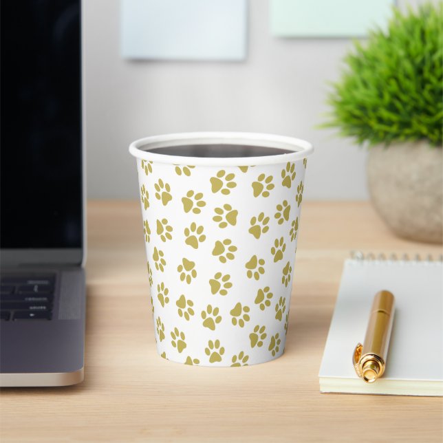 Pattern Of Paws, Dog Paws, Golden Paws Paper Cups (Insitu)