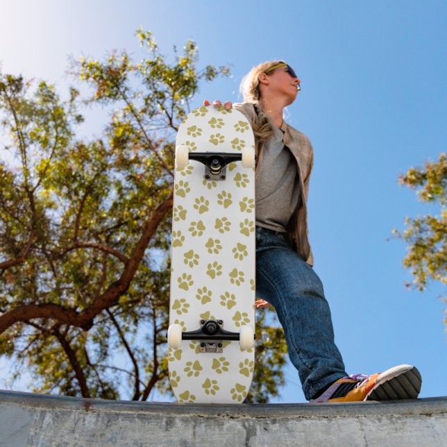 Pattern Of Paws, Dog Paws, Golden Paws Skateboard (Outdoor 1)