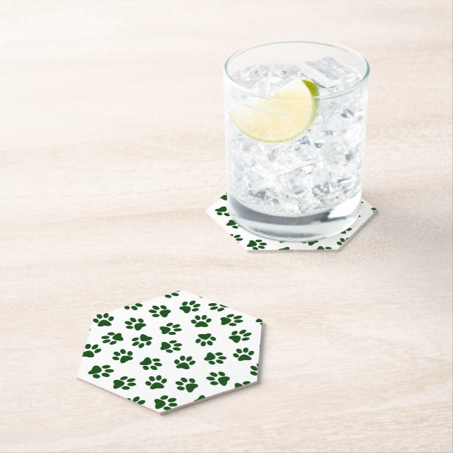 Pattern Of Paws, Dog Paws, Green Paws Paper Coaster (Insitu)