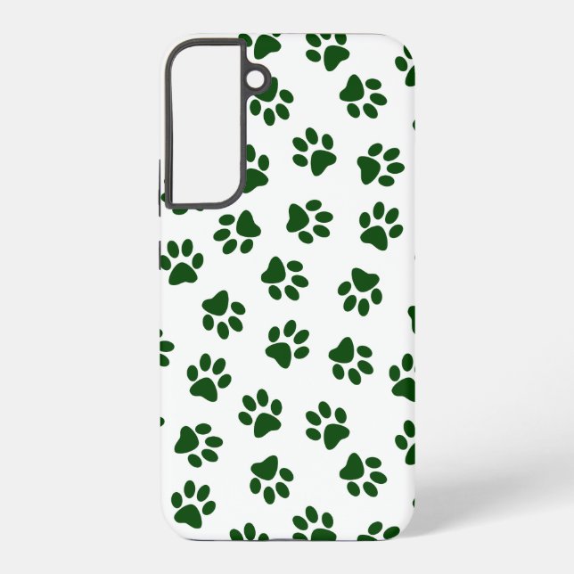Pattern Of Paws, Dog Paws, Green Paws Samsung Galaxy S22+ Case (Back)