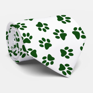 Pattern Of Paws, Dog Paws, Green Paws Tie