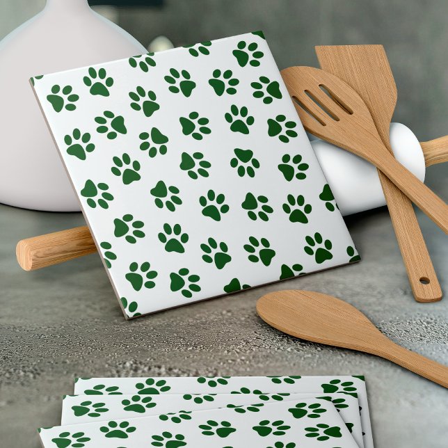 Pattern Of Paws, Dog Paws, Green Paws Tile (Creator Uploaded)