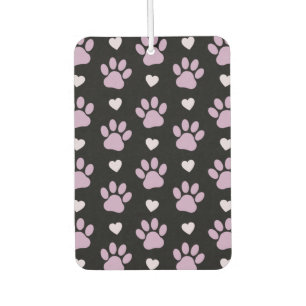 Pattern Of Paws, Dog Paws, Lilac Paws, Hearts Car Air Freshener