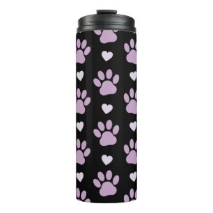 Pattern Of Paws, Dog Paws, Lilac Paws, Hearts Thermal Tumbler