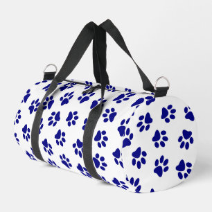 Pattern Of Paws, Dog Paws, Navy Blue Paws Duffle Bag