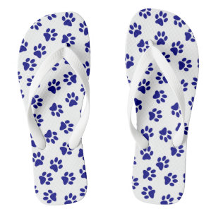 Pattern Of Paws, Dog Paws, Navy Blue Paws Jandals