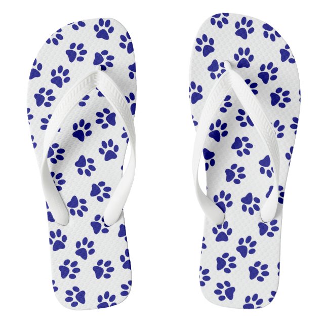 Pattern Of Paws, Dog Paws, Navy Blue Paws Jandals (Footbed)