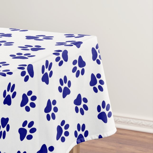 Pattern Of Paws, Dog Paws, Navy Blue Paws Tablecloth (In Situ)