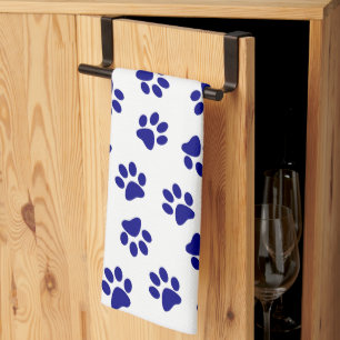 Pattern Of Paws, Dog Paws, Navy Blue Paws Tea Towel