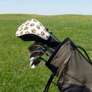 Pattern Of Paws, Dog Paws, Orange Gold Paws Golf Head Cover