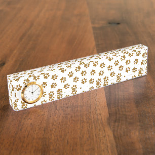 Pattern Of Paws, Dog Paws, Orange Gold Paws Nameplate