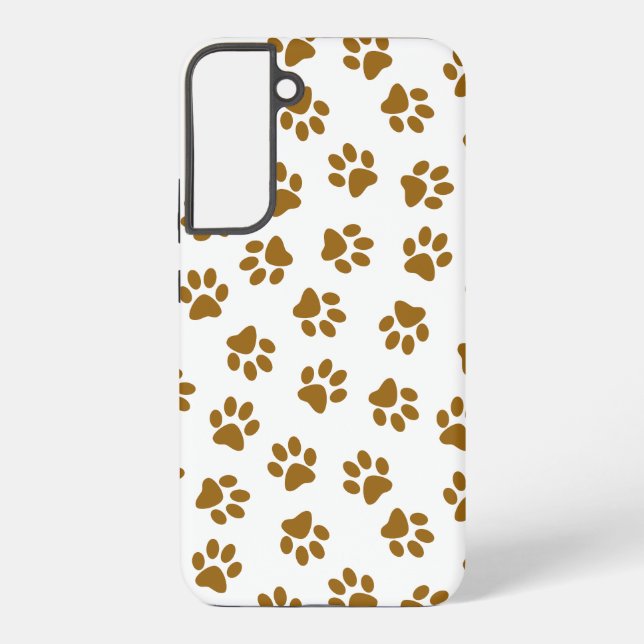 Pattern Of Paws, Dog Paws, Orange Gold Paws Samsung Galaxy S22+ Case (Back)