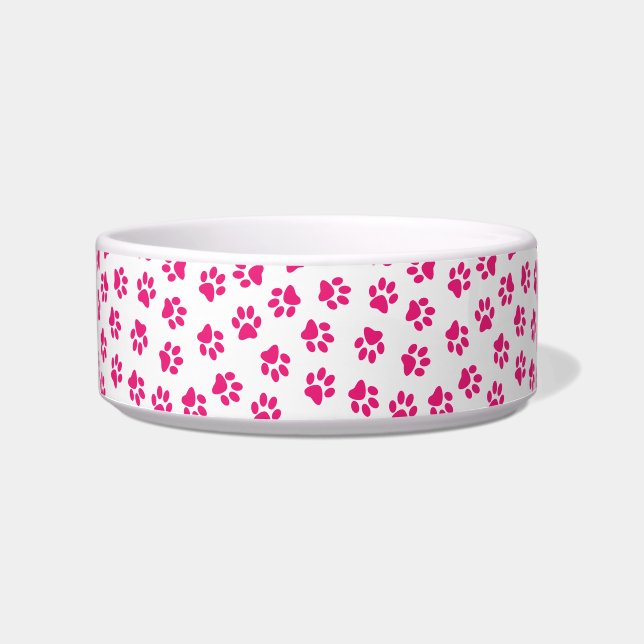 Pattern Of Paws, Dog Paws, Pink Paws Bowl (Front)