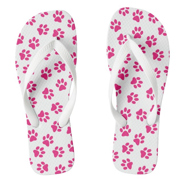 Pattern Of Paws, Dog Paws, Pink Paws Jandals (Footbed)