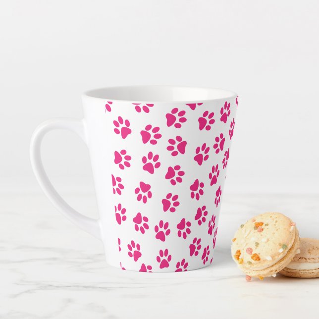 Pattern Of Paws, Dog Paws, Pink Paws Latte Mug (In Situ)