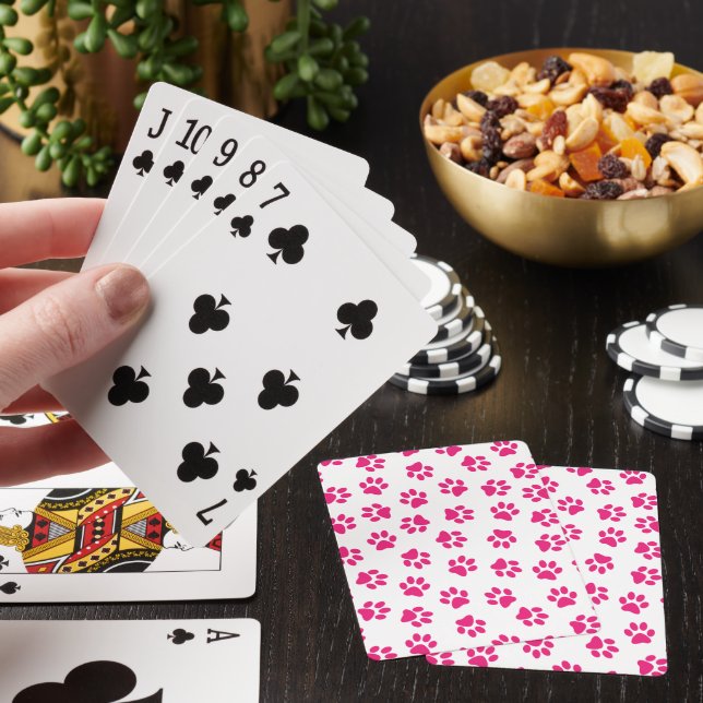 Pattern Of Paws, Dog Paws, Pink Paws Playing Cards (In Situ)