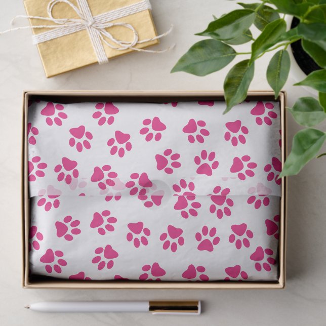Pattern Of Paws, Dog Paws, Pink Paws Tissue Paper (Gift)