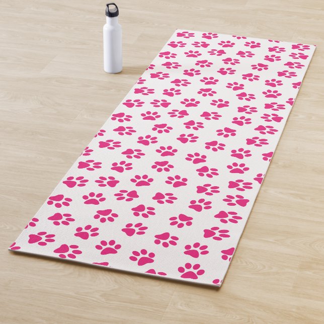 Pattern Of Paws, Dog Paws, Pink Paws Yoga Mat (In Situ)