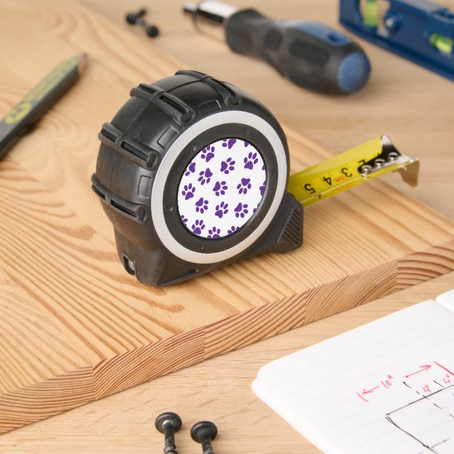 Pattern Of Paws, Dog Paws, Purple Paws 1 (Woodwork)