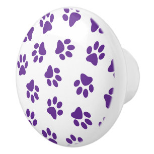 Pattern Of Paws, Dog Paws, Purple Paws Ceramic Knob