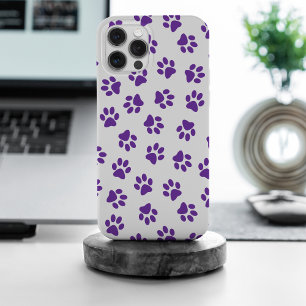 Pattern Of Paws, Dog Paws, Purple Paws iPhone 15 Pro Max Case