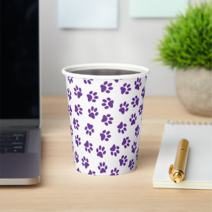 Pattern Of Paws, Dog Paws, Purple Paws Paper Cups