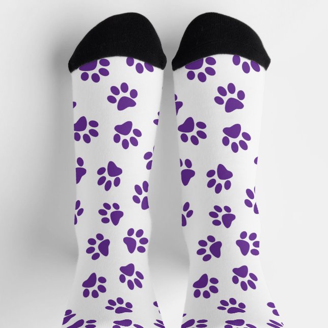 Pattern Of Paws, Dog Paws, Purple Paws Socks (Top)
