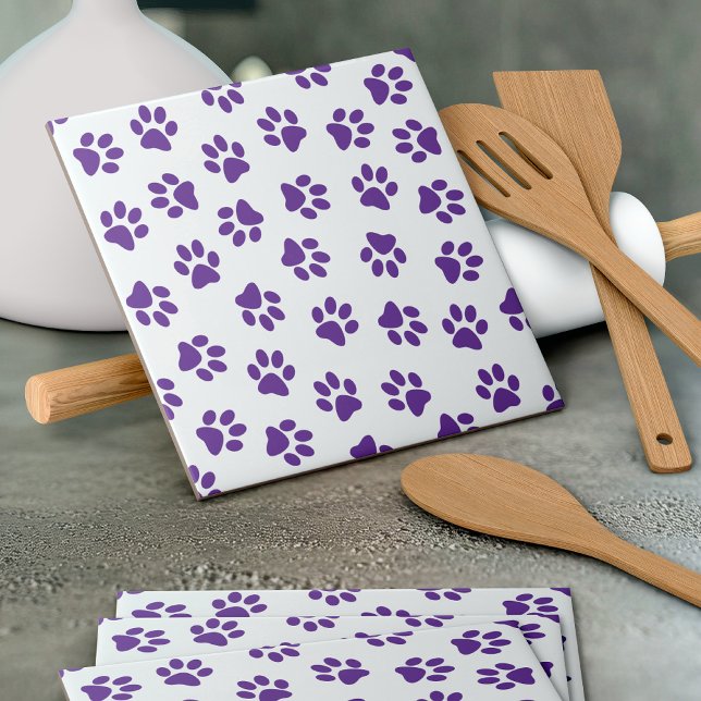 Pattern Of Paws, Dog Paws, Purple Paws Tile (Creator Uploaded)