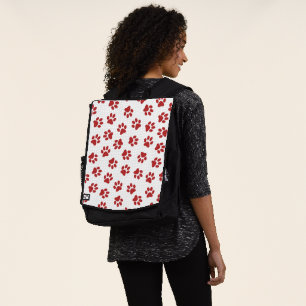 Pattern Of Paws, Dog Paws, Red Paws Backpack