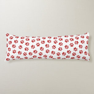 Pattern Of Paws, Dog Paws, Red Paws Body Cushion