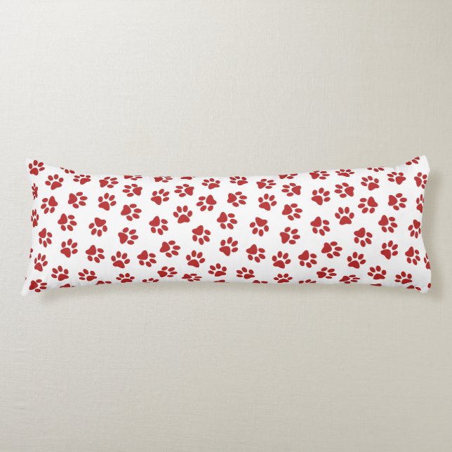 Pattern Of Paws, Dog Paws, Red Paws Body Cushion (Front)