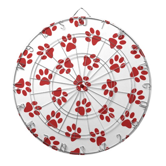 Pattern Of Paws, Dog Paws, Red Paws Dartboard (Front)