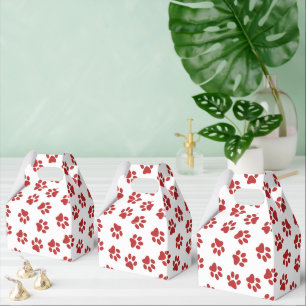 Pattern Of Paws, Dog Paws, Red Paws Favour Box