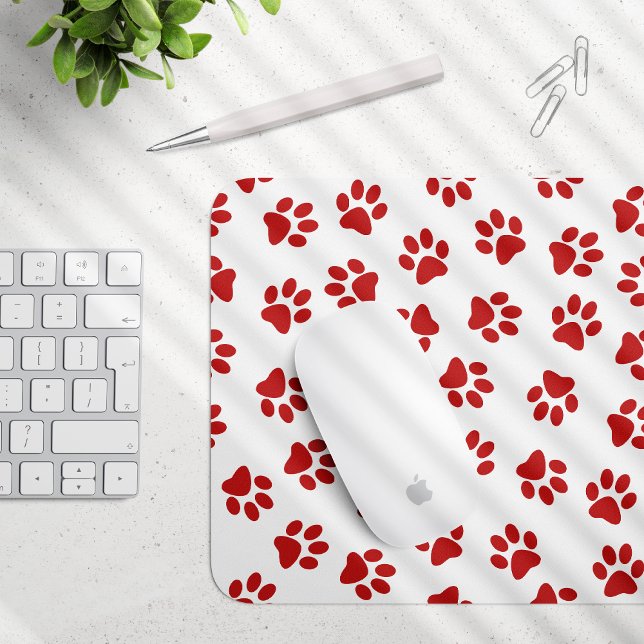 Pattern Of Paws, Dog Paws, Red Paws Mouse Pad (Creator Uploaded)