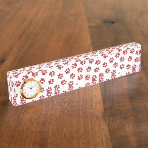 Pattern Of Paws, Dog Paws, Red Paws Nameplate