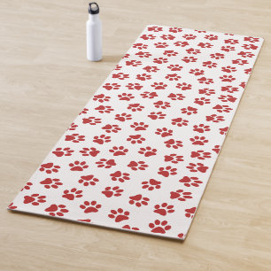 Pattern Of Paws, Dog Paws, Red Paws Yoga Mat