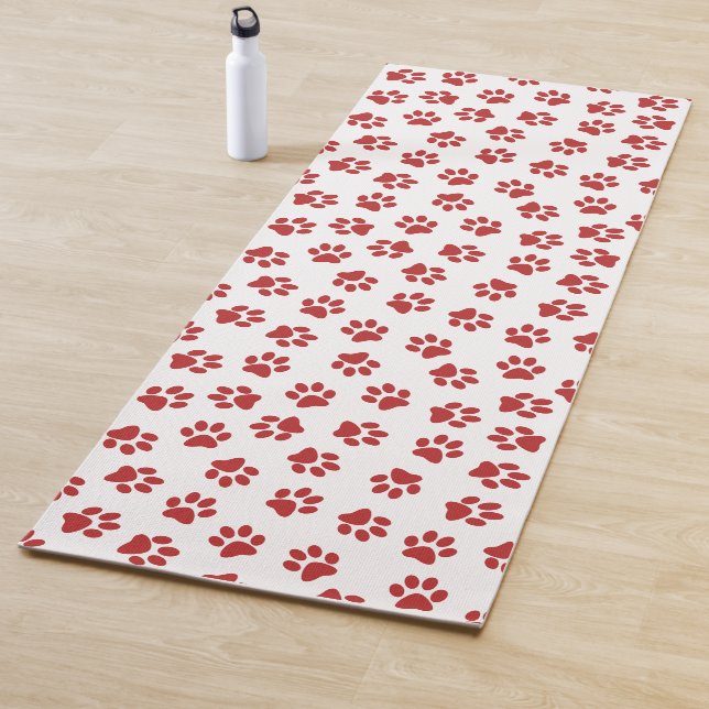 Pattern Of Paws, Dog Paws, Red Paws Yoga Mat (In Situ)