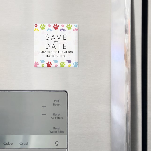 Pattern Of Paws, Dog Paws, Save The Date Magnet (In Situ (Fridge))