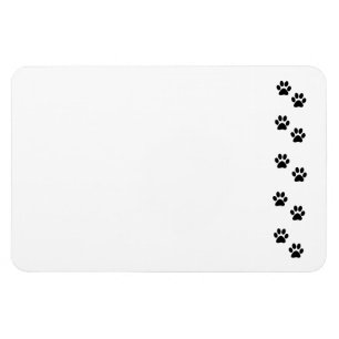 Pattern Of Paws, Dog Paws, Traces - White Black Magnet