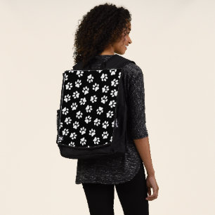 Pattern Of Paws, Dog Paws, White Paws Backpack